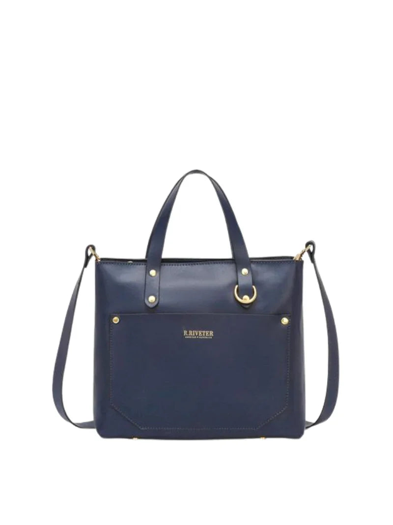 Marcy Satchel | Navy Leather