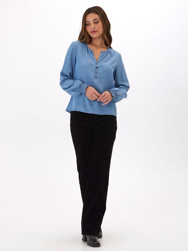 Maddison Chambray Smocked Top