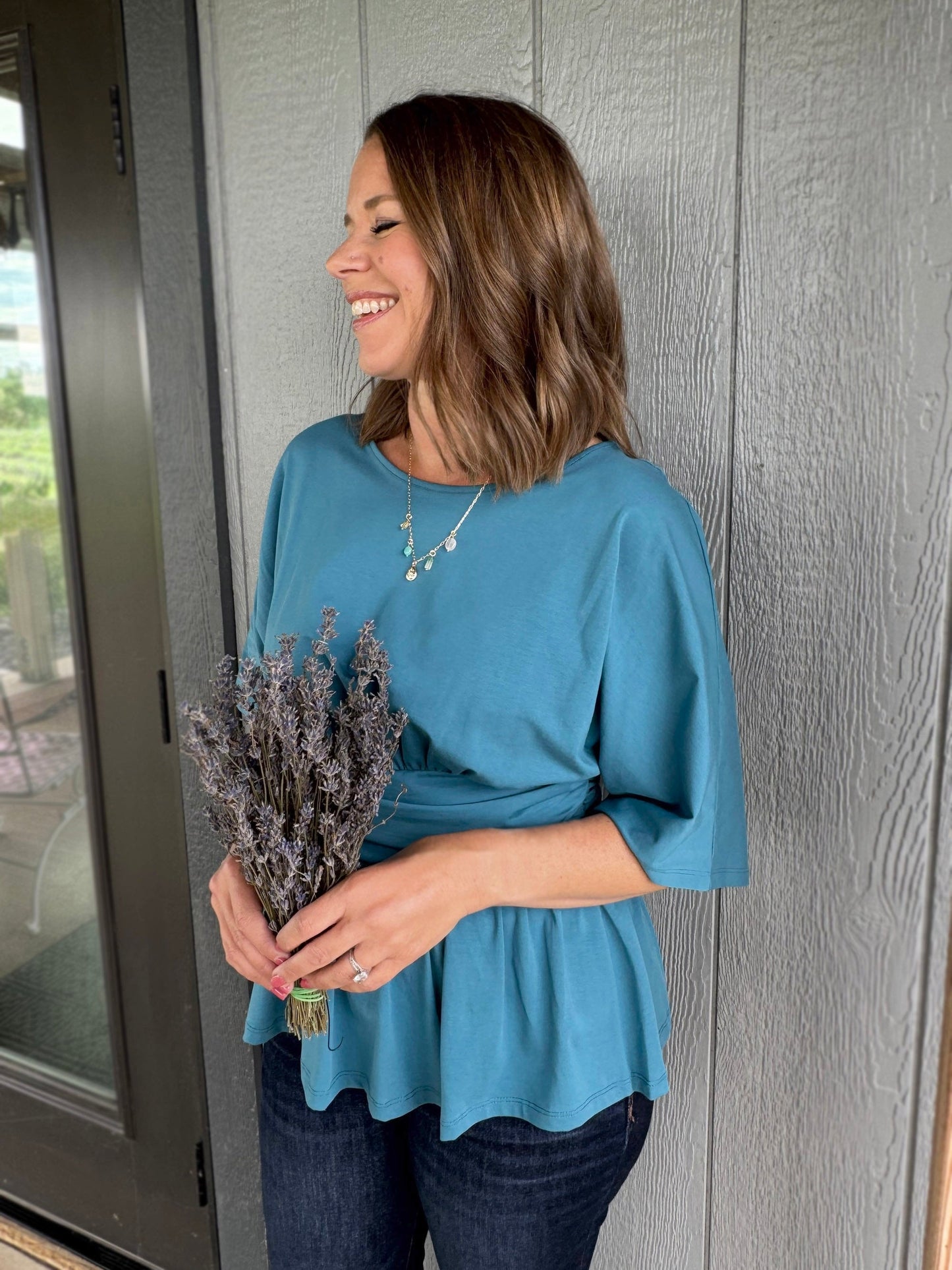 Landree Top in Peacock Blue