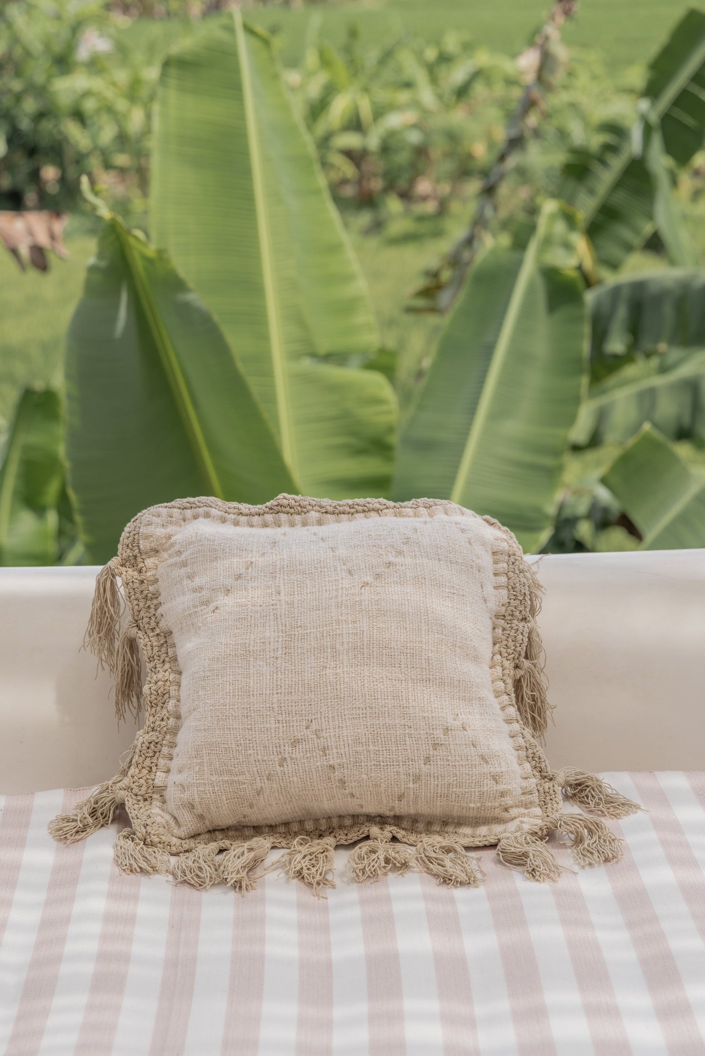 Gaia Hand Stitched Cotton Throw Pillow Cover