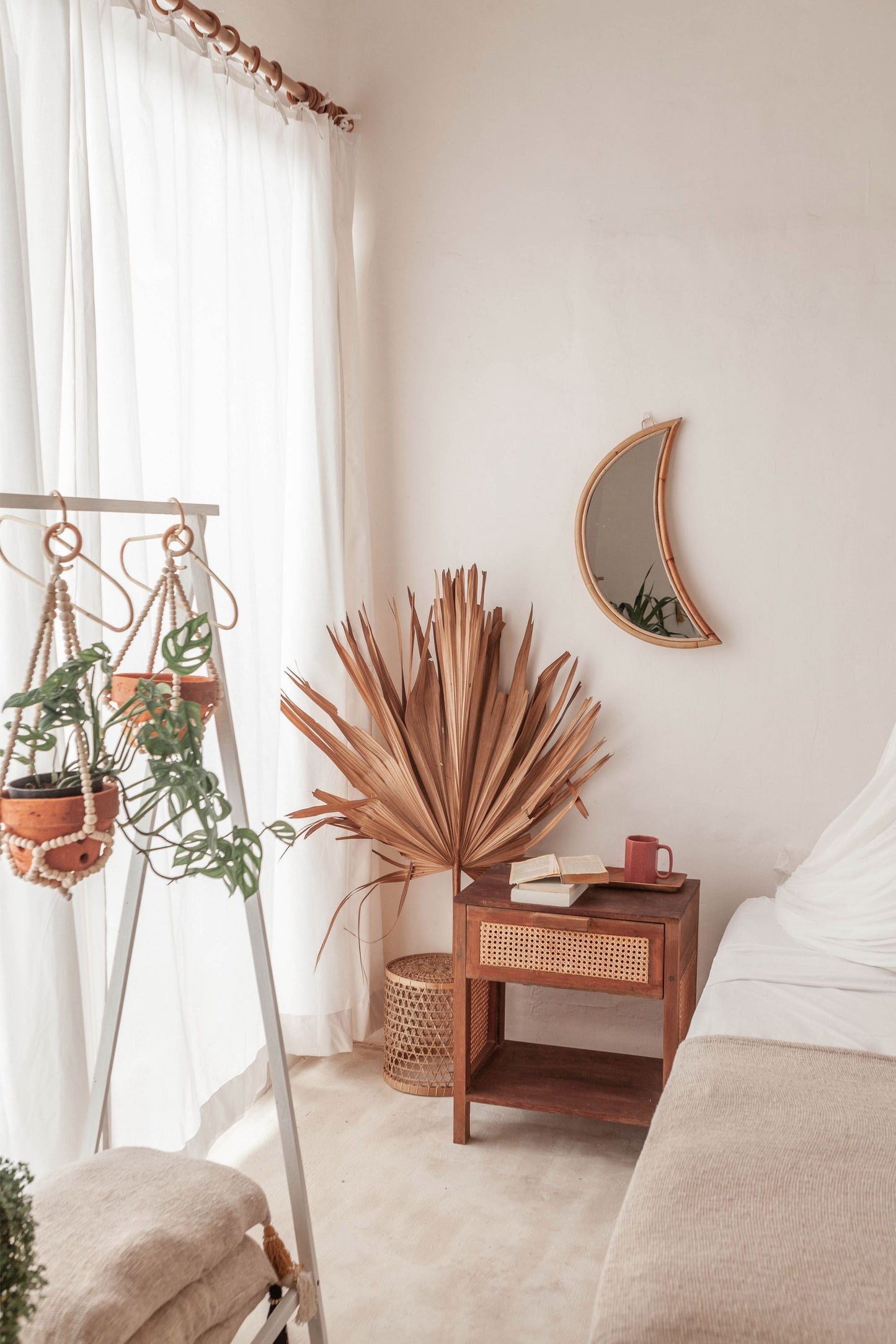 Luna Rattan Moon Mirror