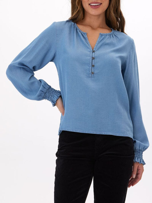Maddison Chambray Smocked Top