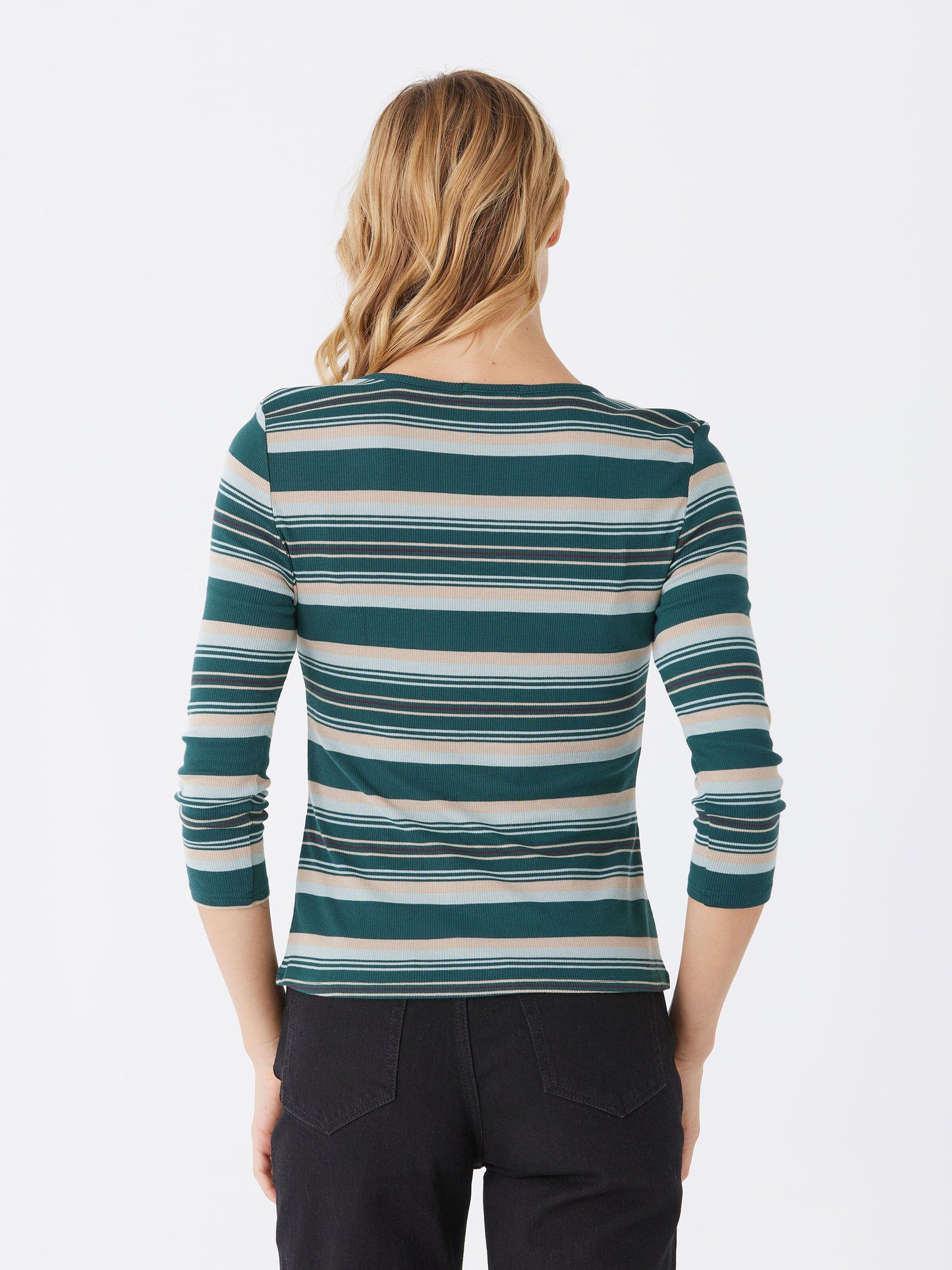 Nikita Yukon Stripe Feather Rib 3/4-Sleeve Tee