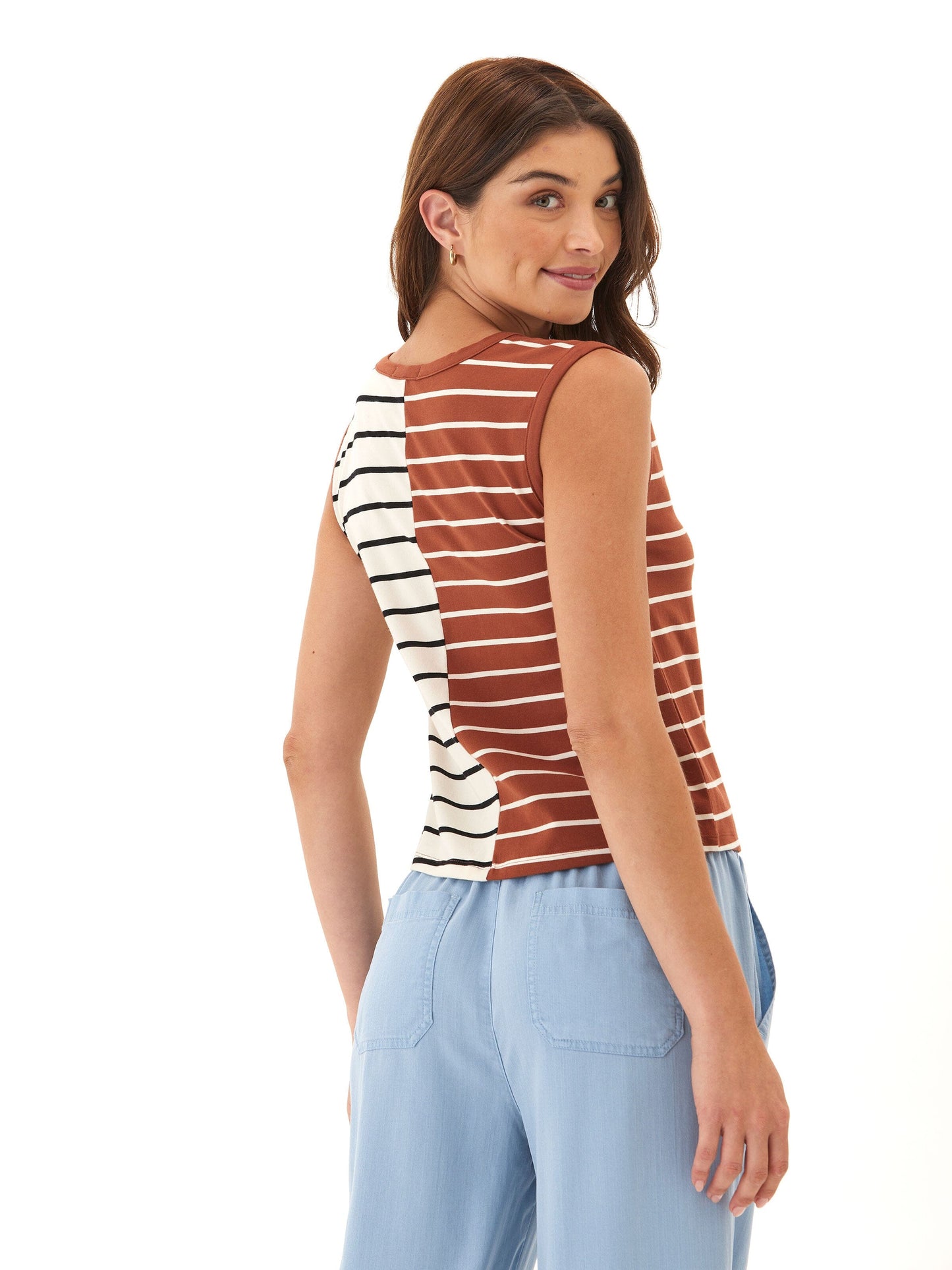 Emilia Caribbean Stripe Eco Jersey Crew Tank