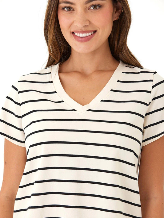 Maxine Caribbean Stripe Eco Jersey V-Neck Tee