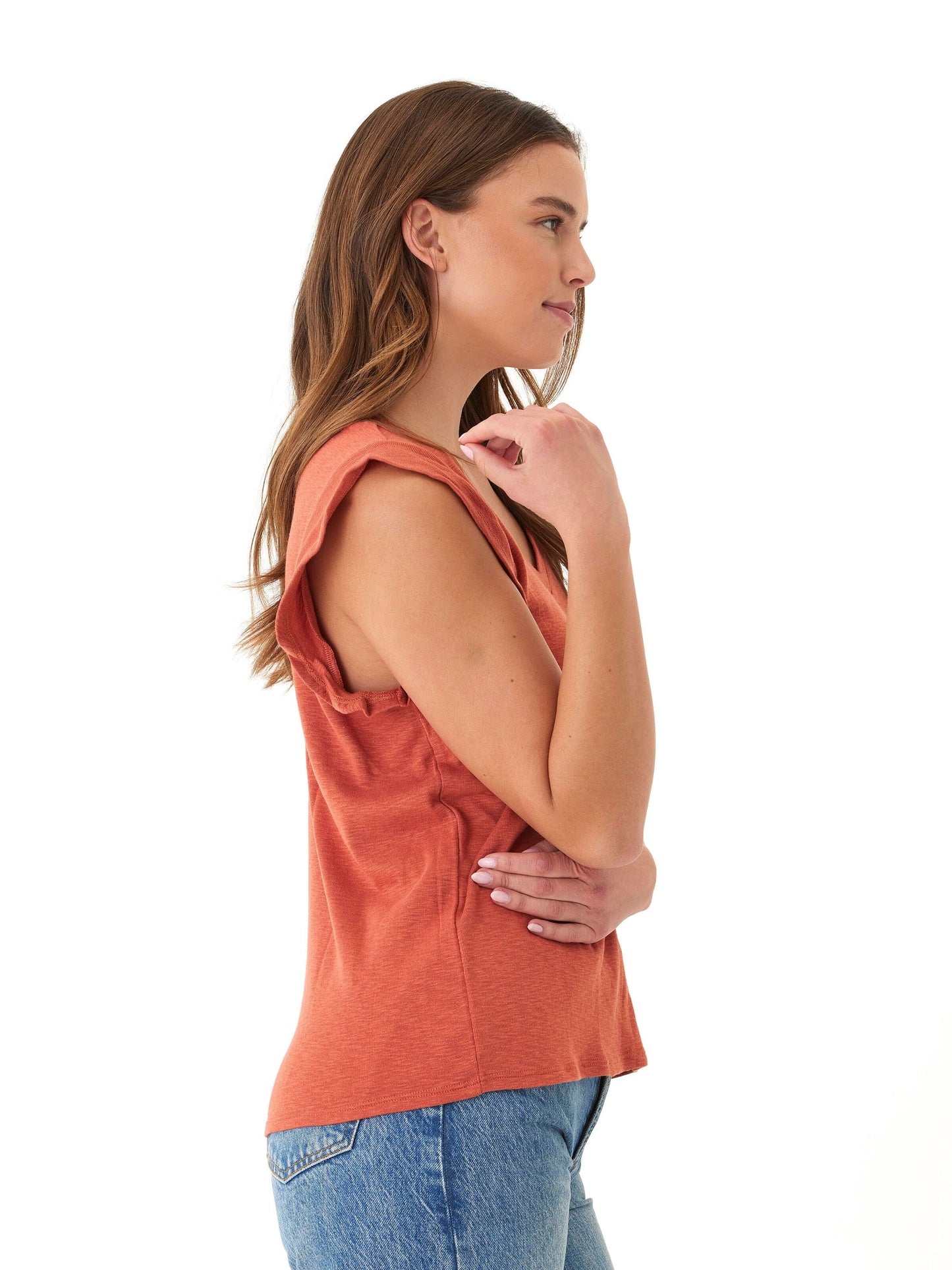 Marley Textured Slub Jersey Flutter Sleeve Top