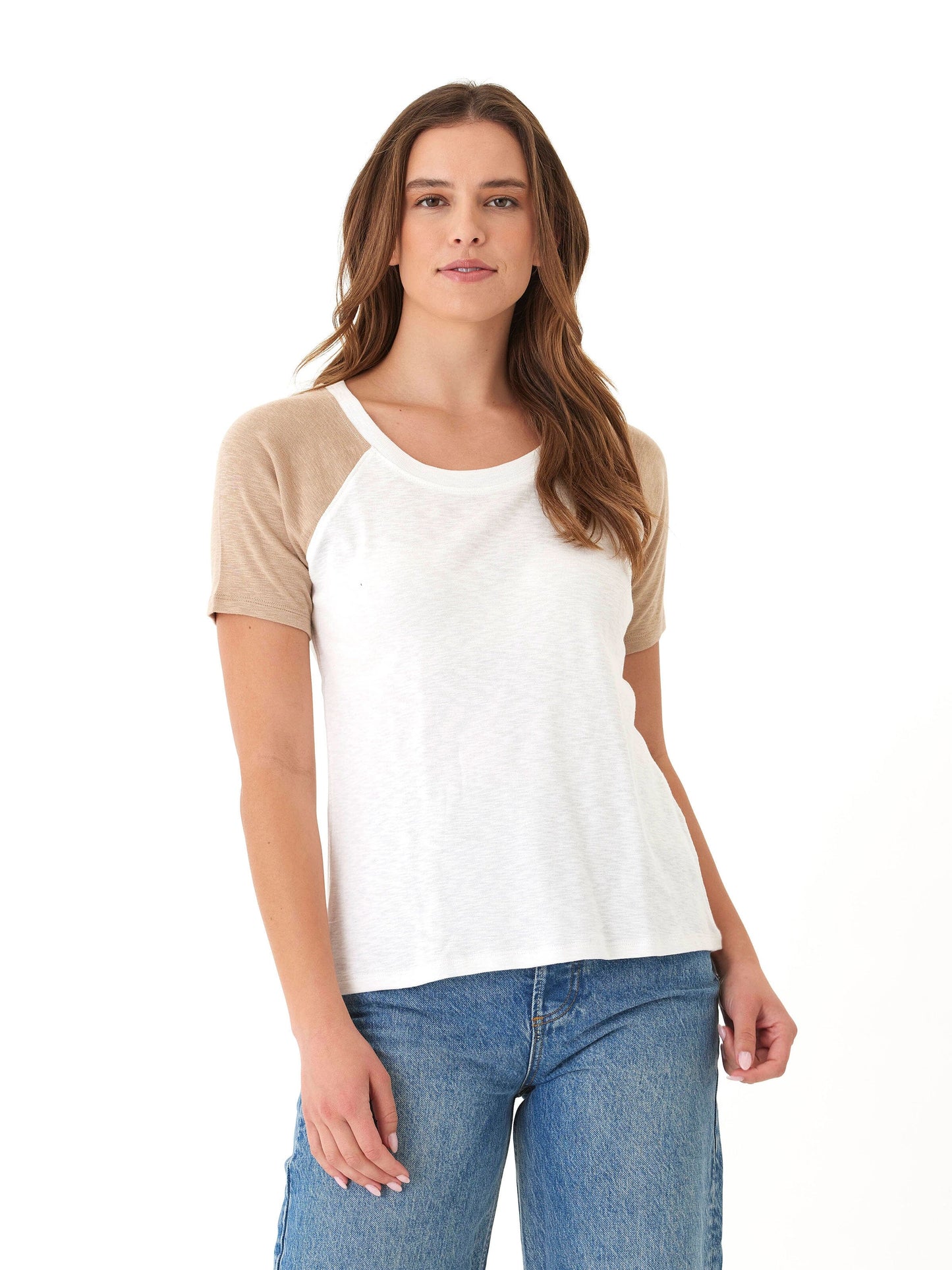 Lynsey Slub Jersey Colorblock Raglan Crew Tee