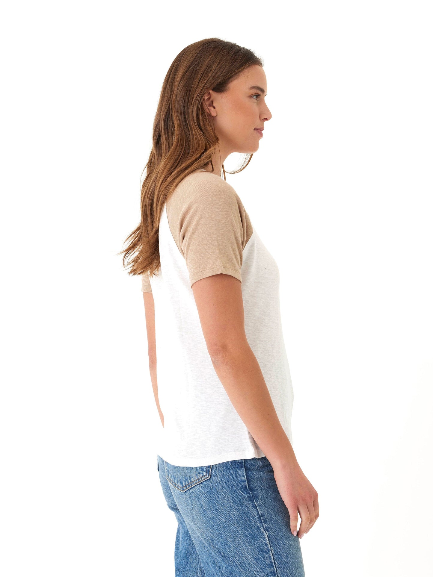 Lynsey Slub Jersey Colorblock Raglan Crew Tee
