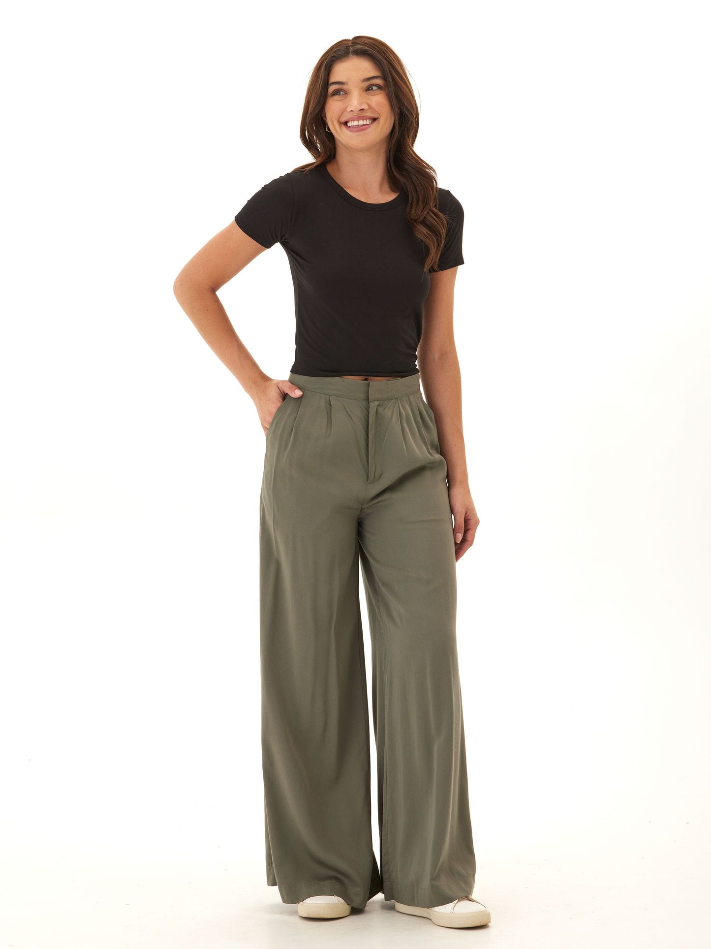 Samirah EcoVero Woven Pleated Wide Leg Pant