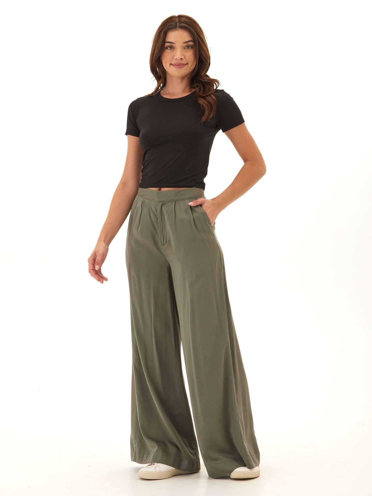 Samirah EcoVero Woven Pleated Wide Leg Pant