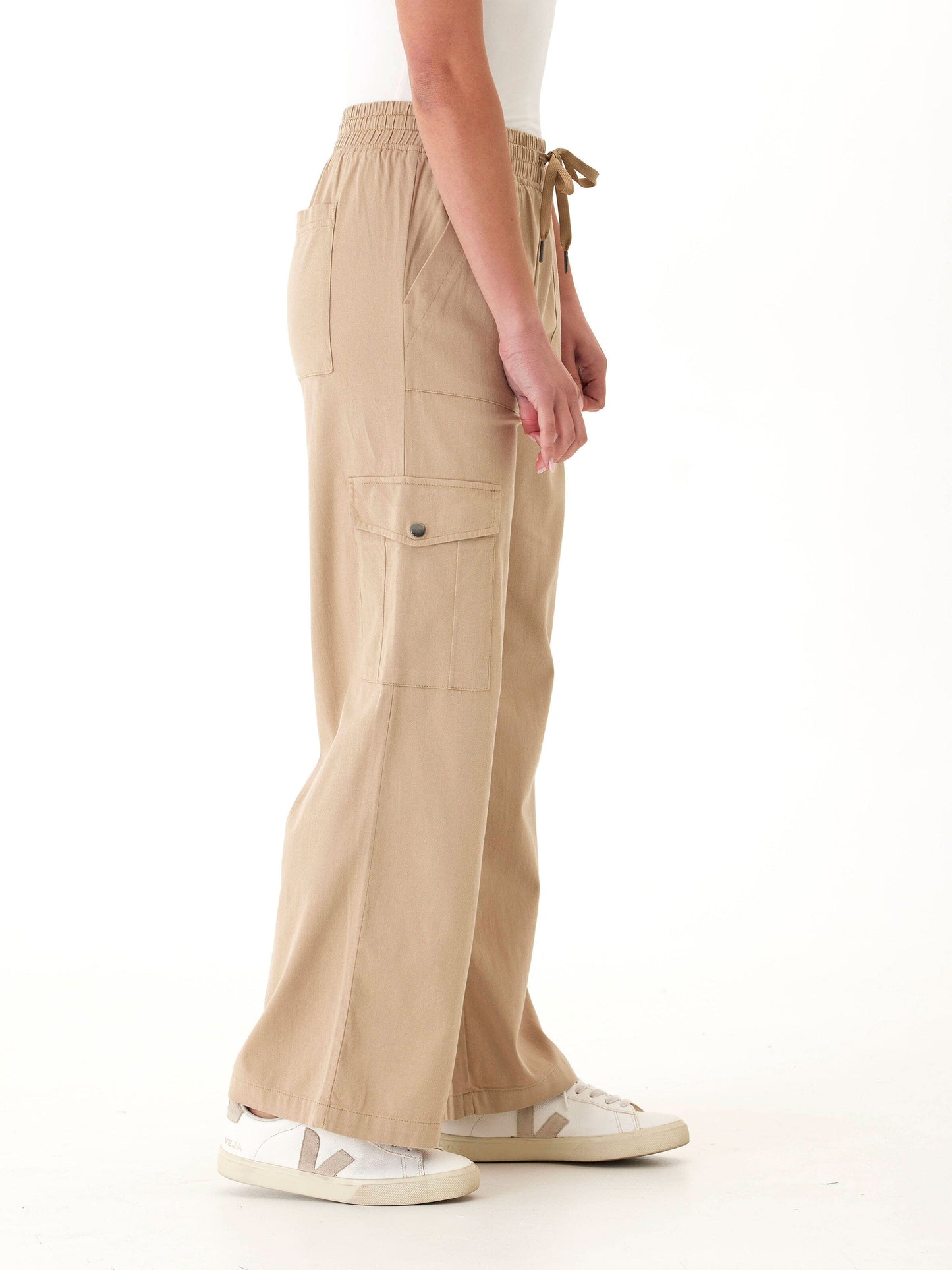Eila Stretch Twill Wide Leg Cargo Pant