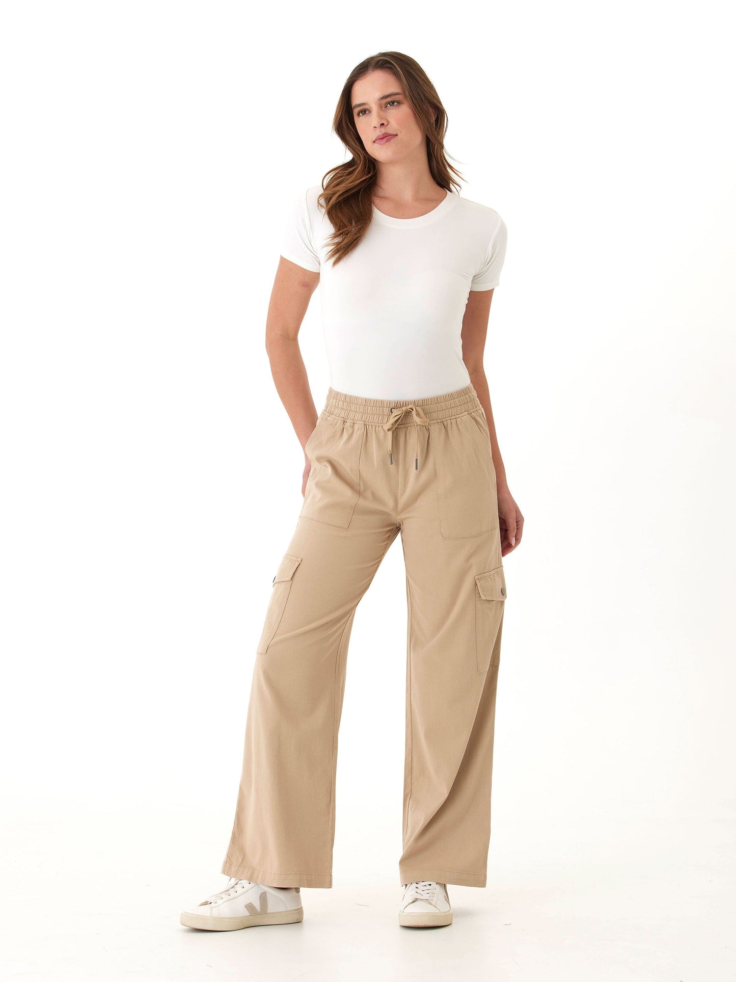 Eila Stretch Twill Wide Leg Cargo Pant