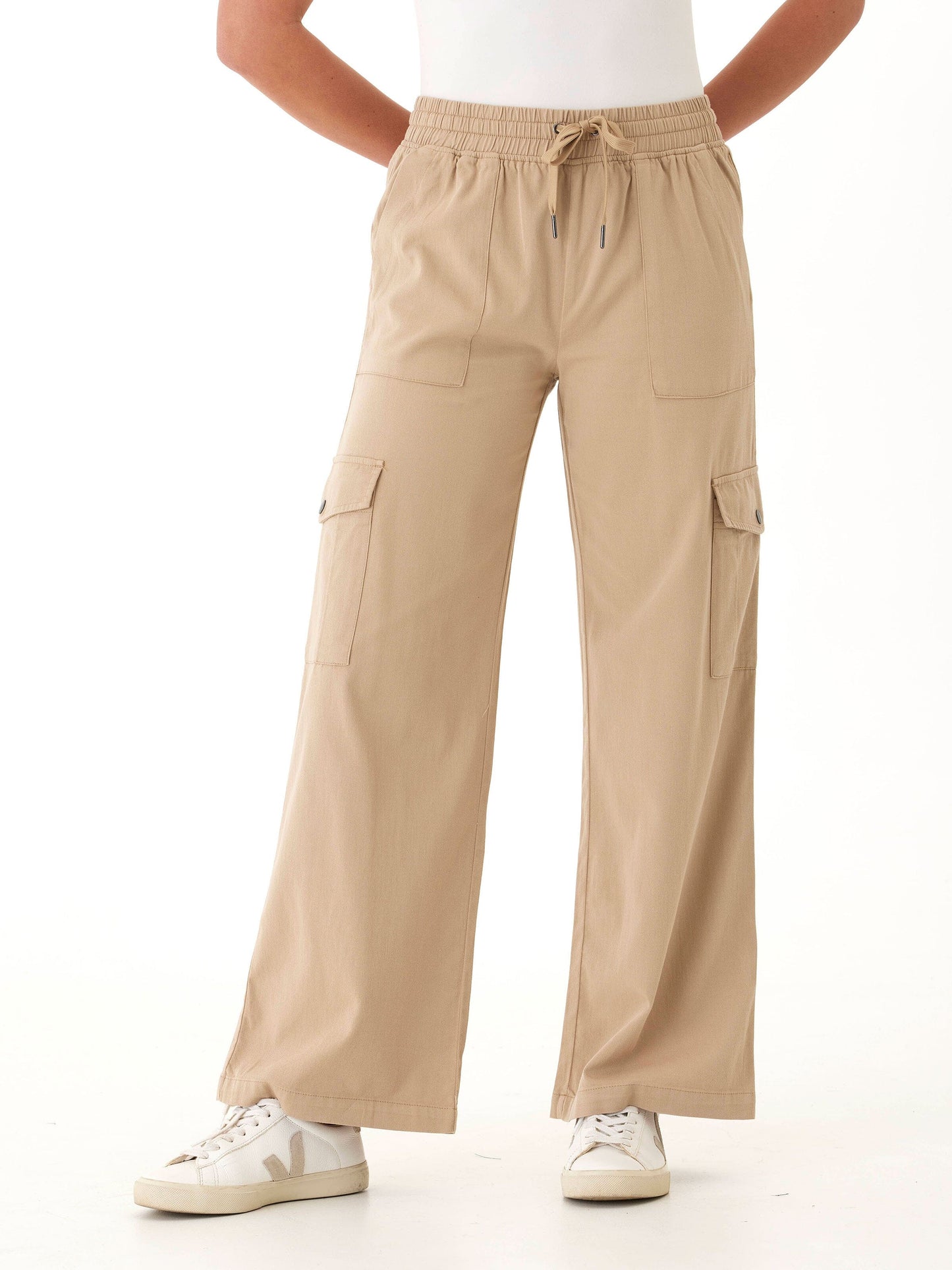 Eila Stretch Twill Wide Leg Cargo Pant
