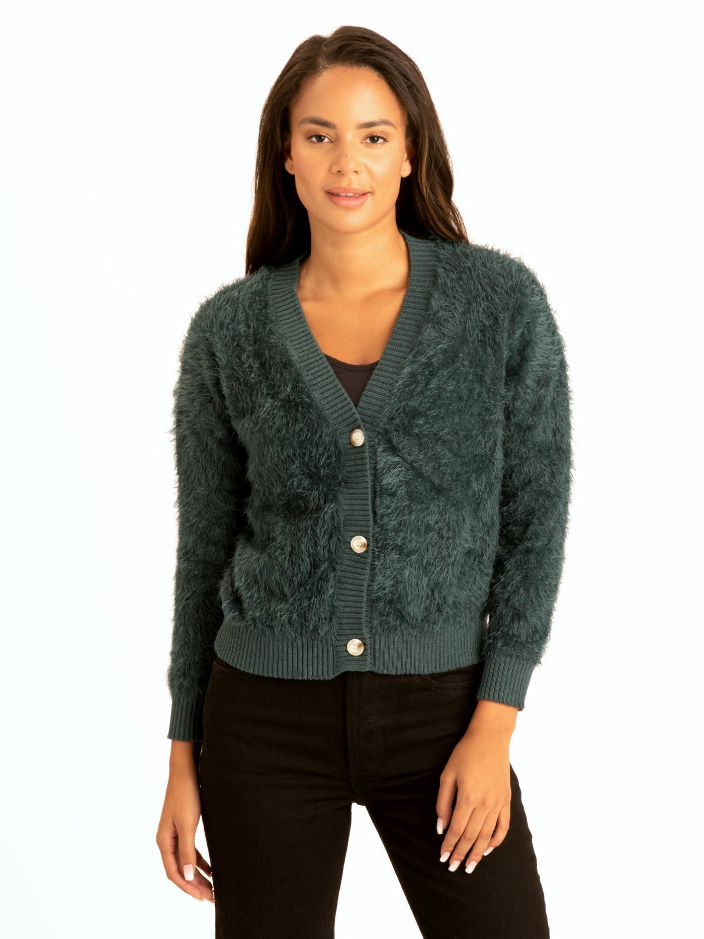 Fuzzy Knit Crop Cardigan