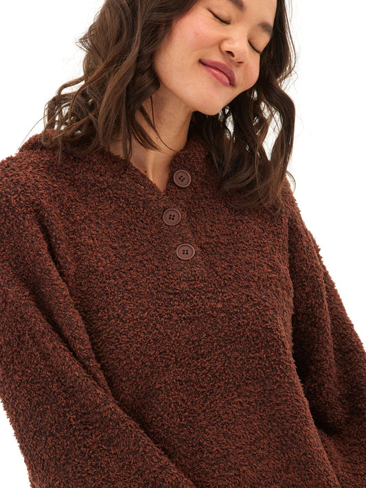 Tanisha Boucle Henley Hoodie