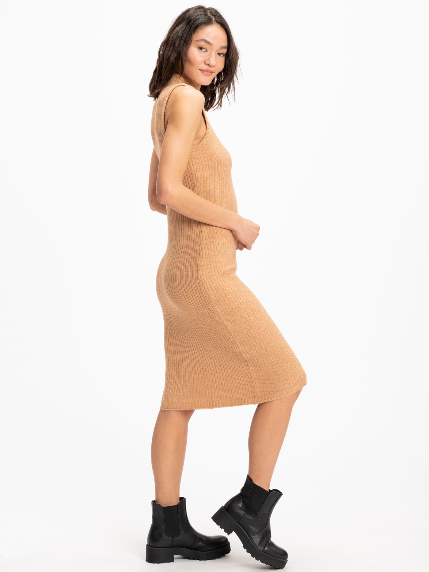 Donika Rib Knit Sweater Midi Dress