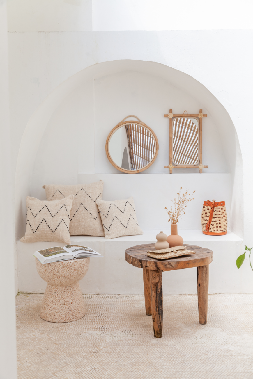 Modern Round Rattan Mirror