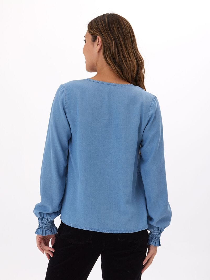 Maddison Chambray Smocked Top