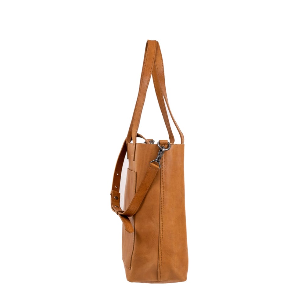 Leather Day Tote Bag - Camel