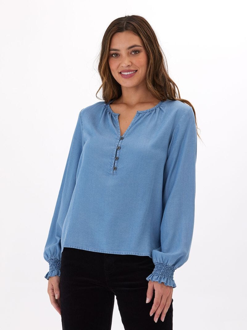 Maddison Chambray Smocked Top