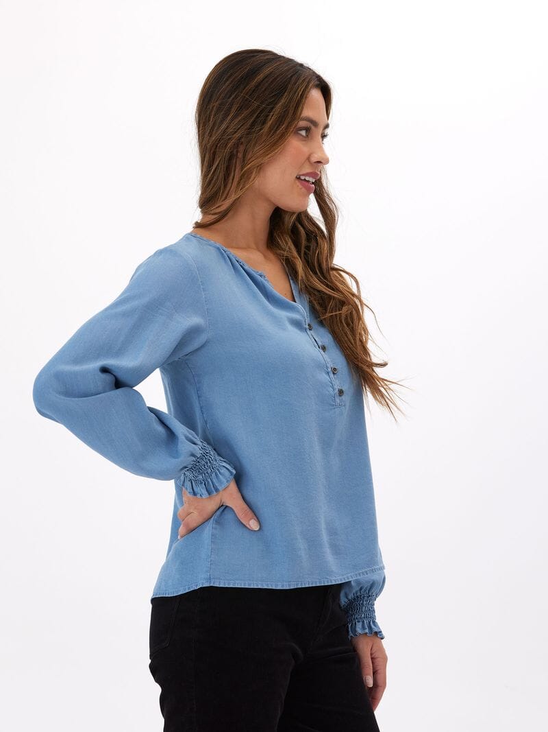 Maddison Chambray Smocked Top