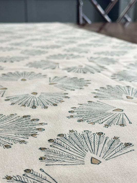 Table Runner (Ivory) - Peacock Paradise, Midnight & Chai