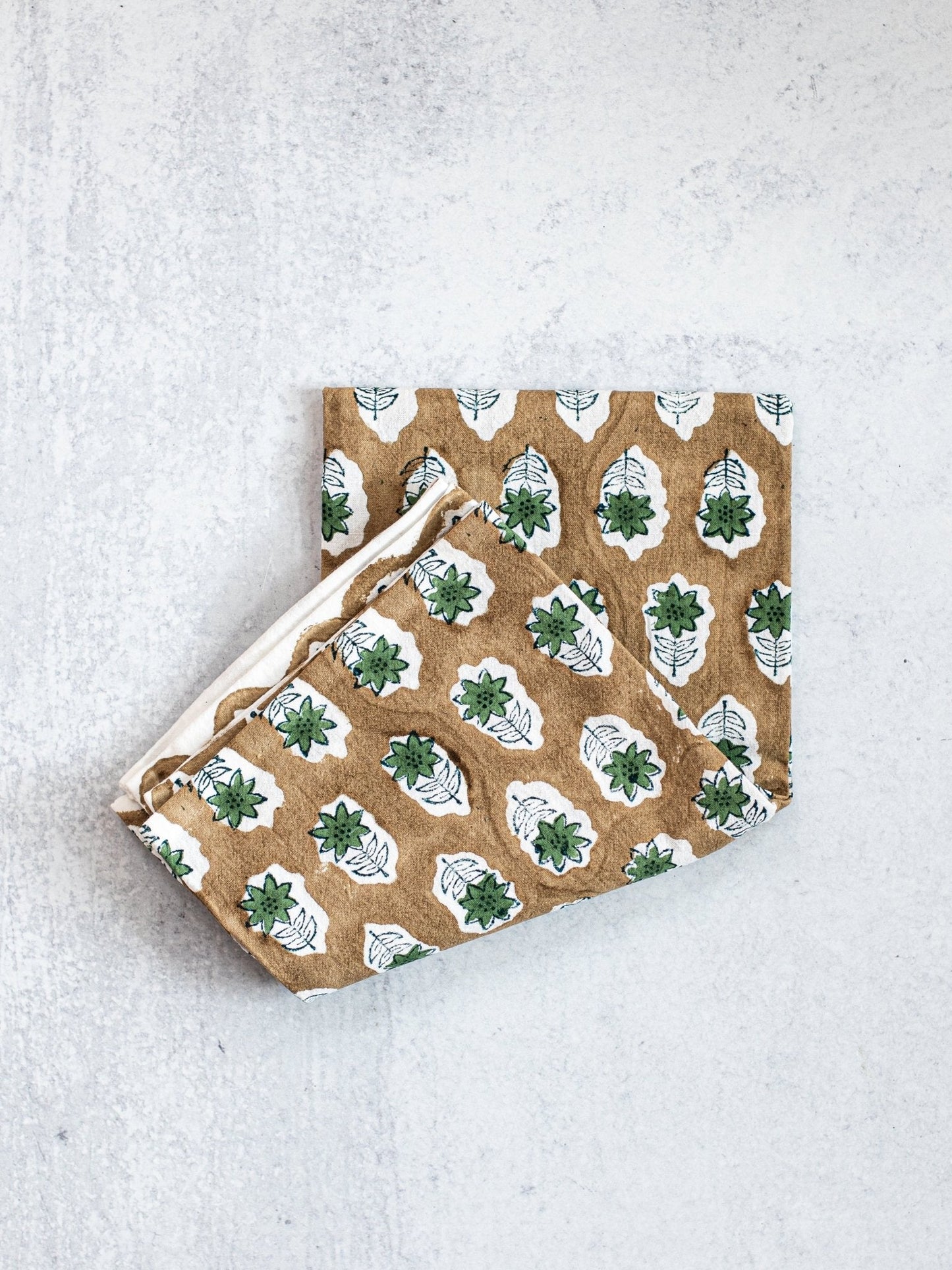 Tea Towel (Ivory) - Poinsettia - Chai, Midnight, & Sage