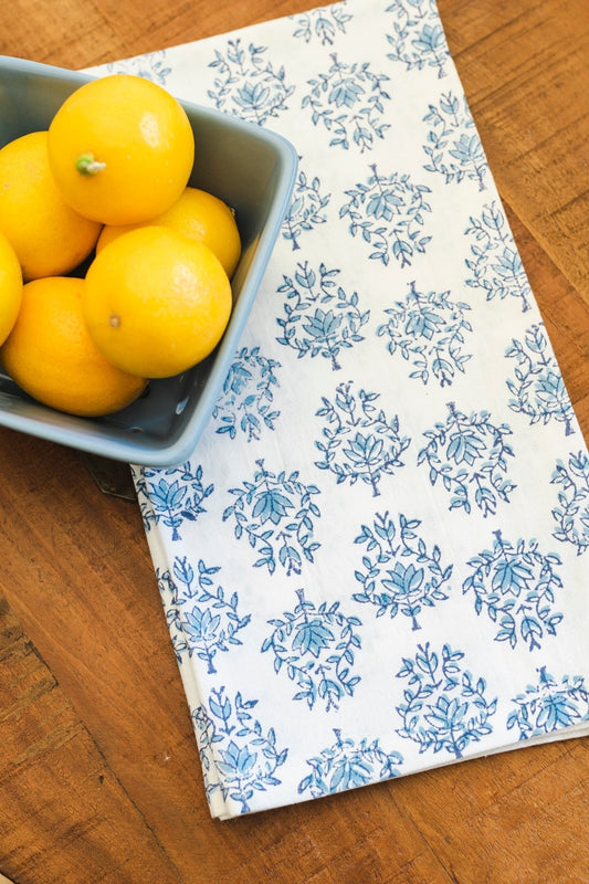 Tea Towel - Lotus, Navy & Uniform Blue