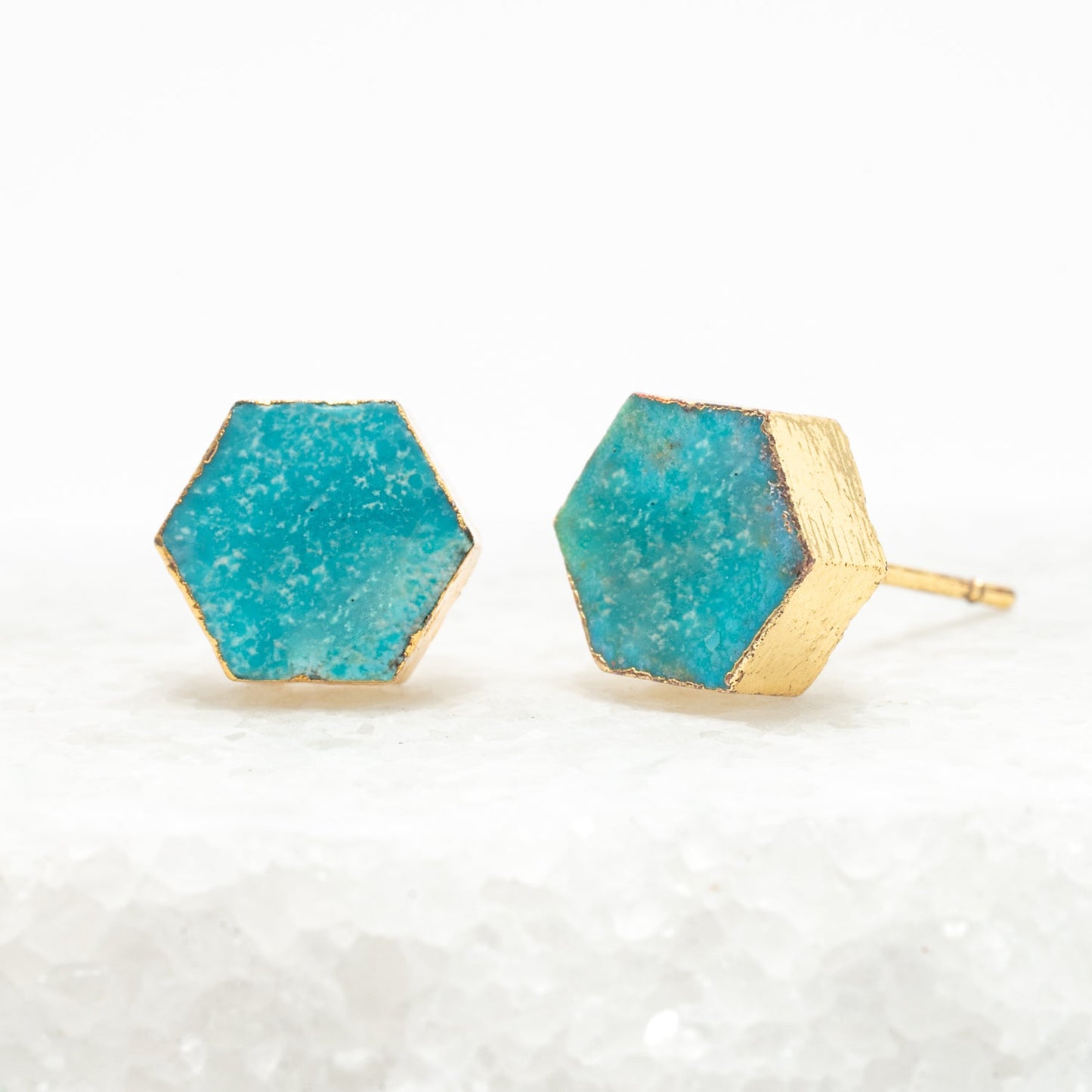 Natalie Turquoise Hexagon Stud Earrings