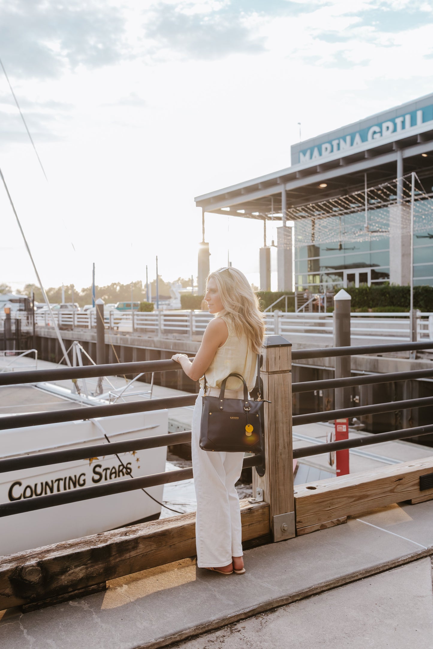 Navy Leather Satchel