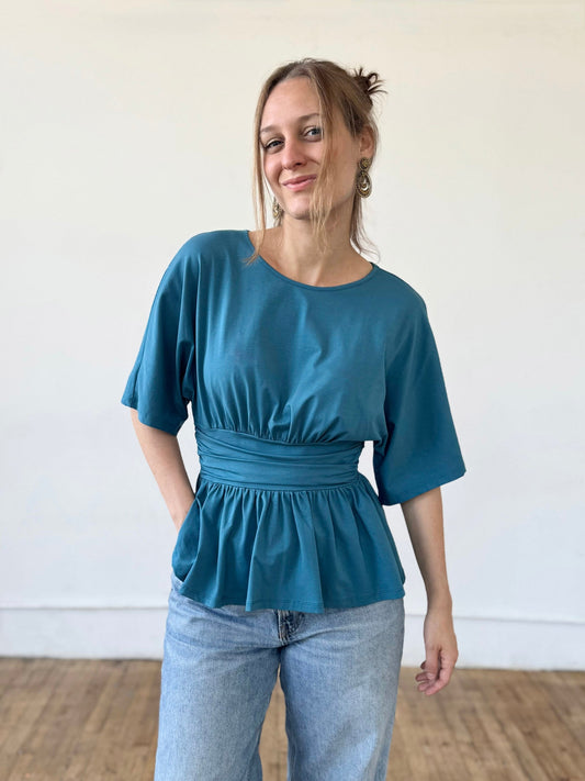 Landree Top in Peacock Blue