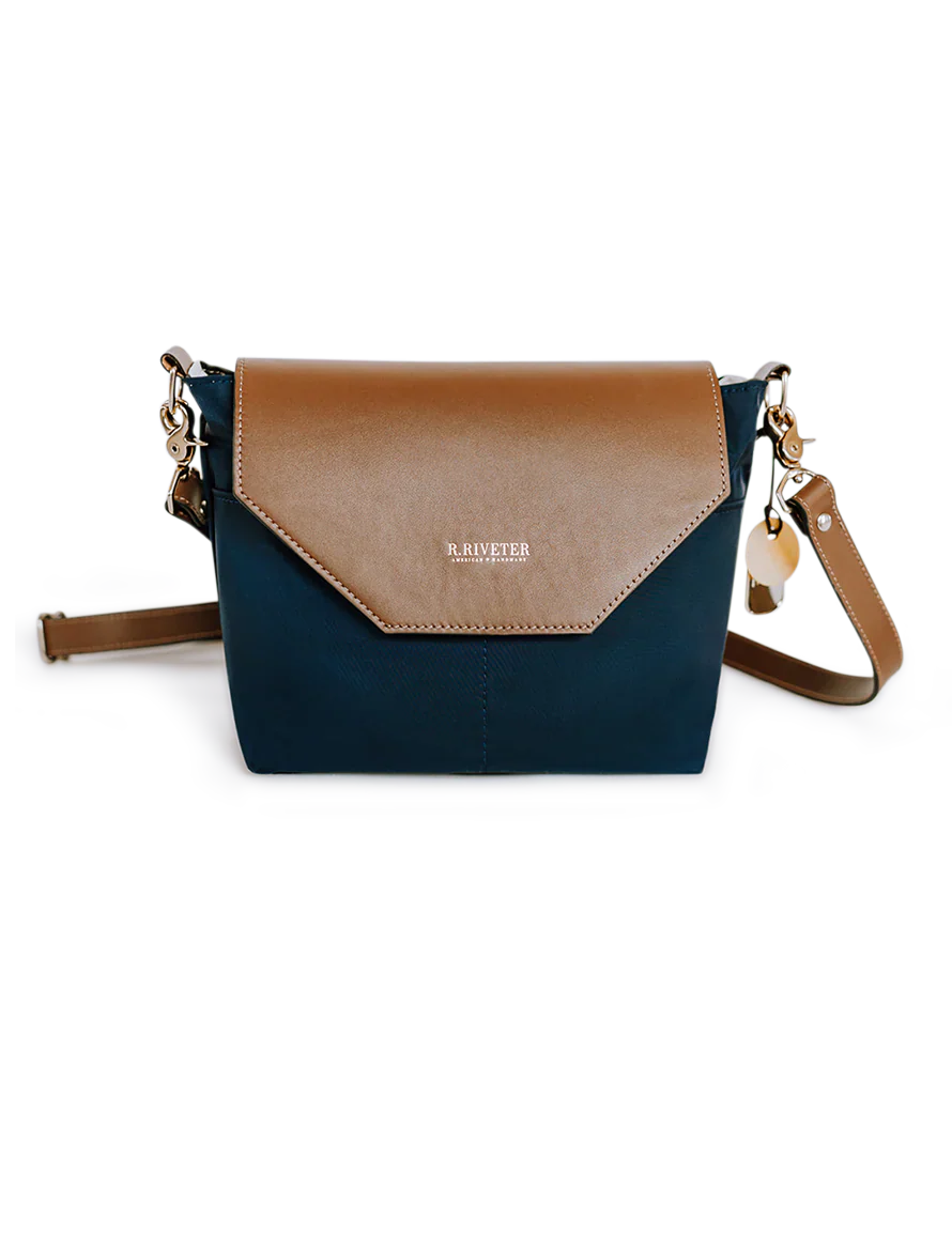 Hobby | Navy Nylon + Brown Leather