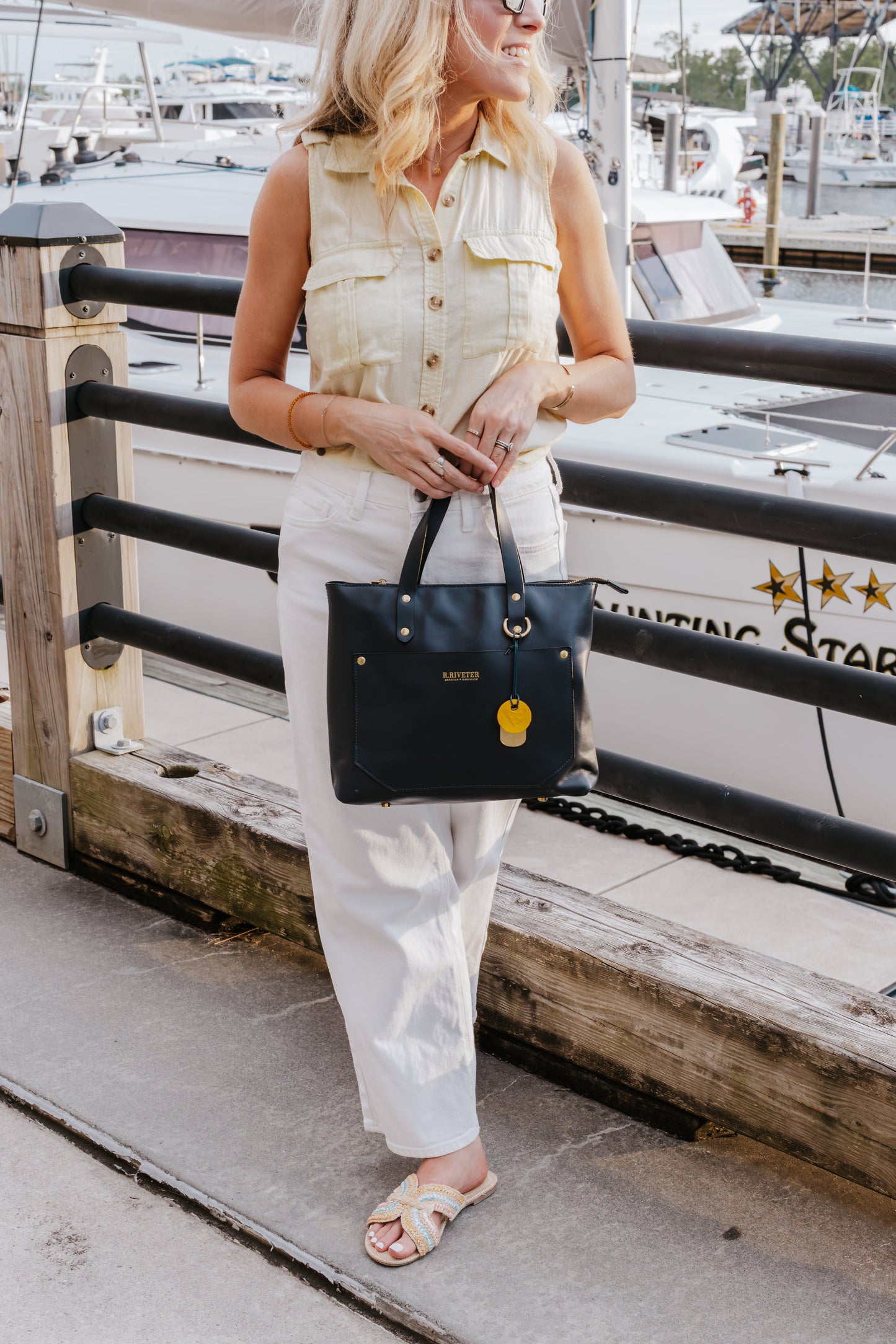 Navy Leather Satchel