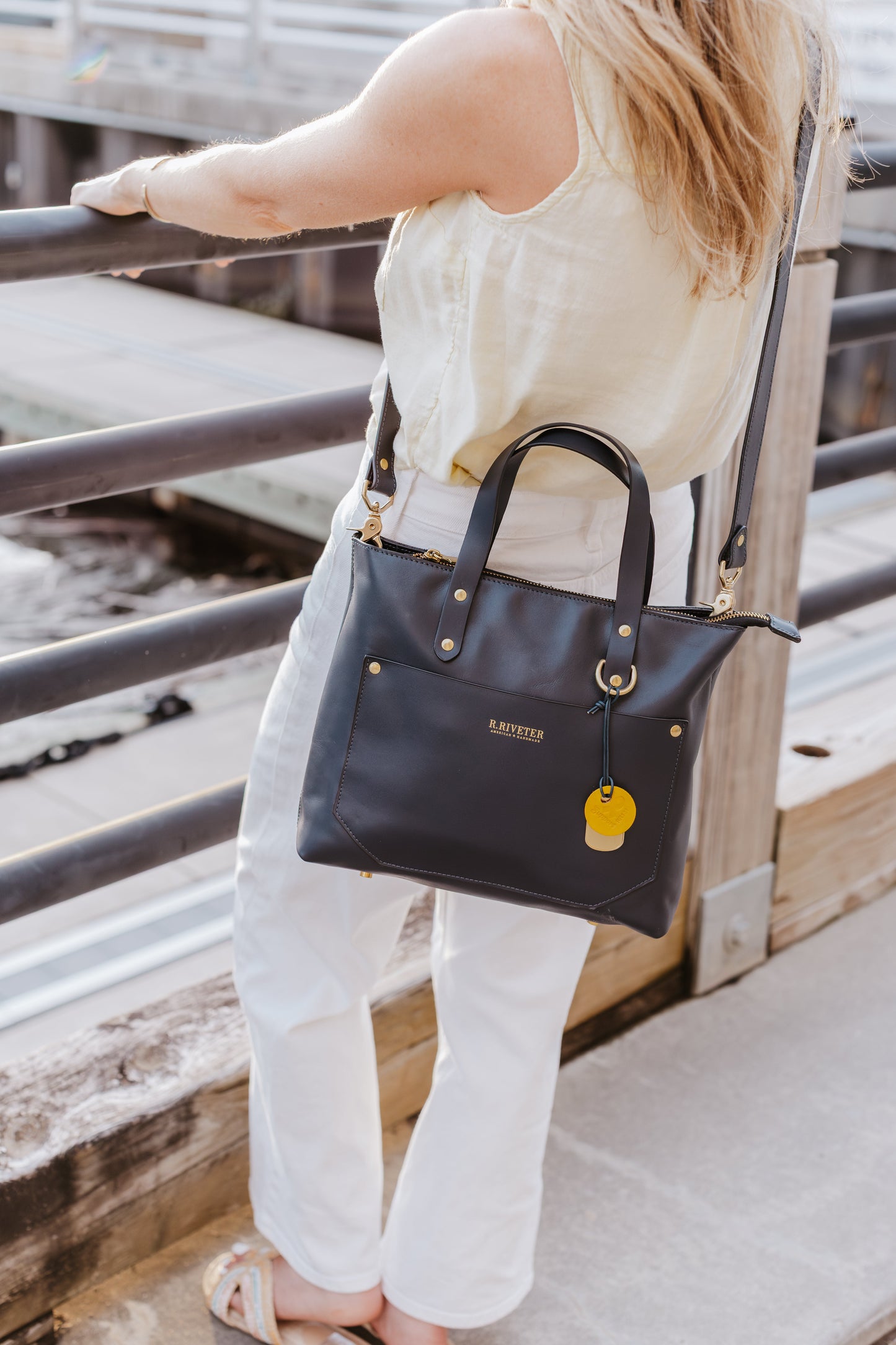 Navy Leather Satchel