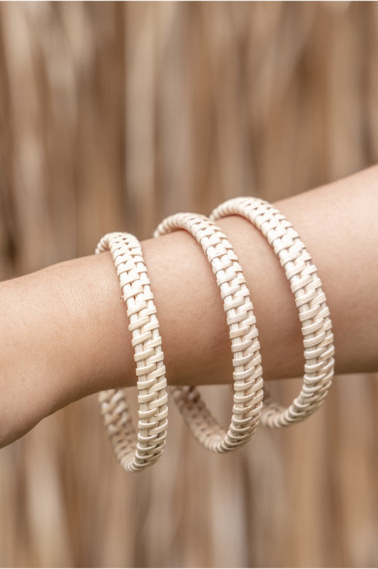 Flat Weave Rattan Bangle Bracelet