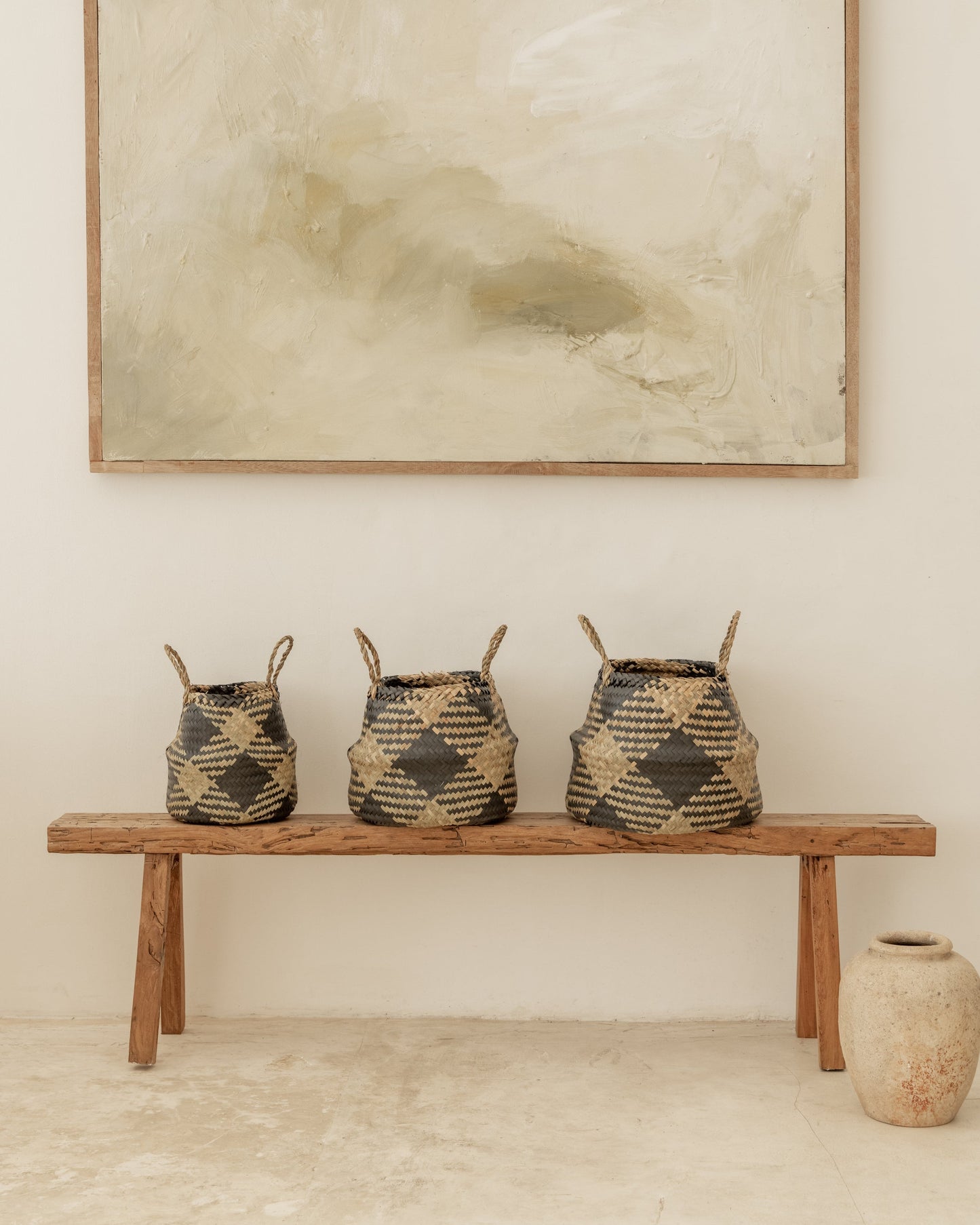 Plaid Woven Storage Basket