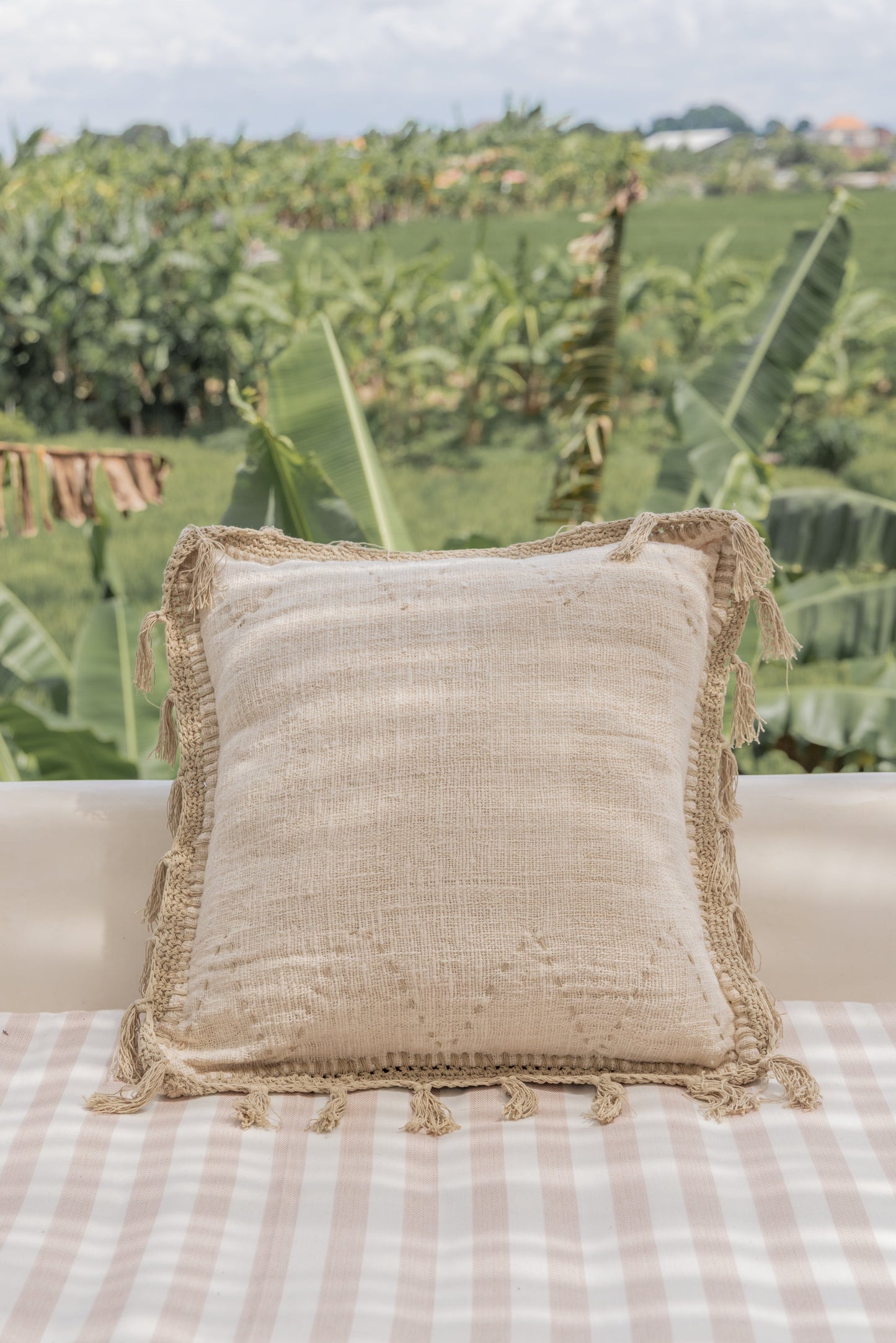 Gaia Hand Stitched Cotton Throw Pillow Cover