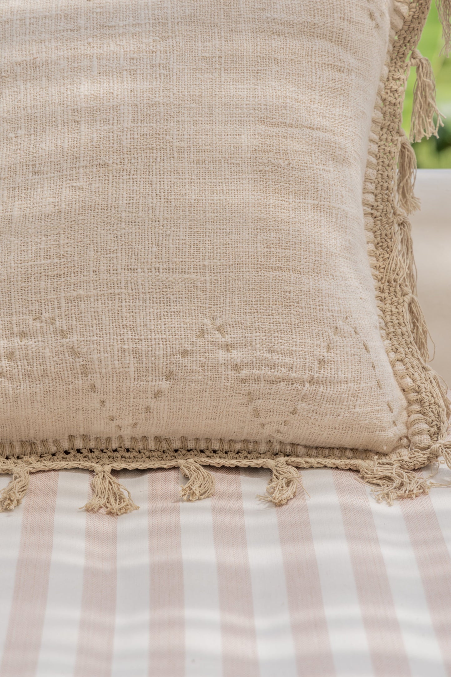 Gaia Hand Stitched Cotton Throw Pillow Cover