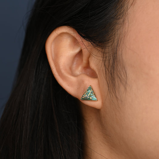 Ellie Triangle Turquoise Studs