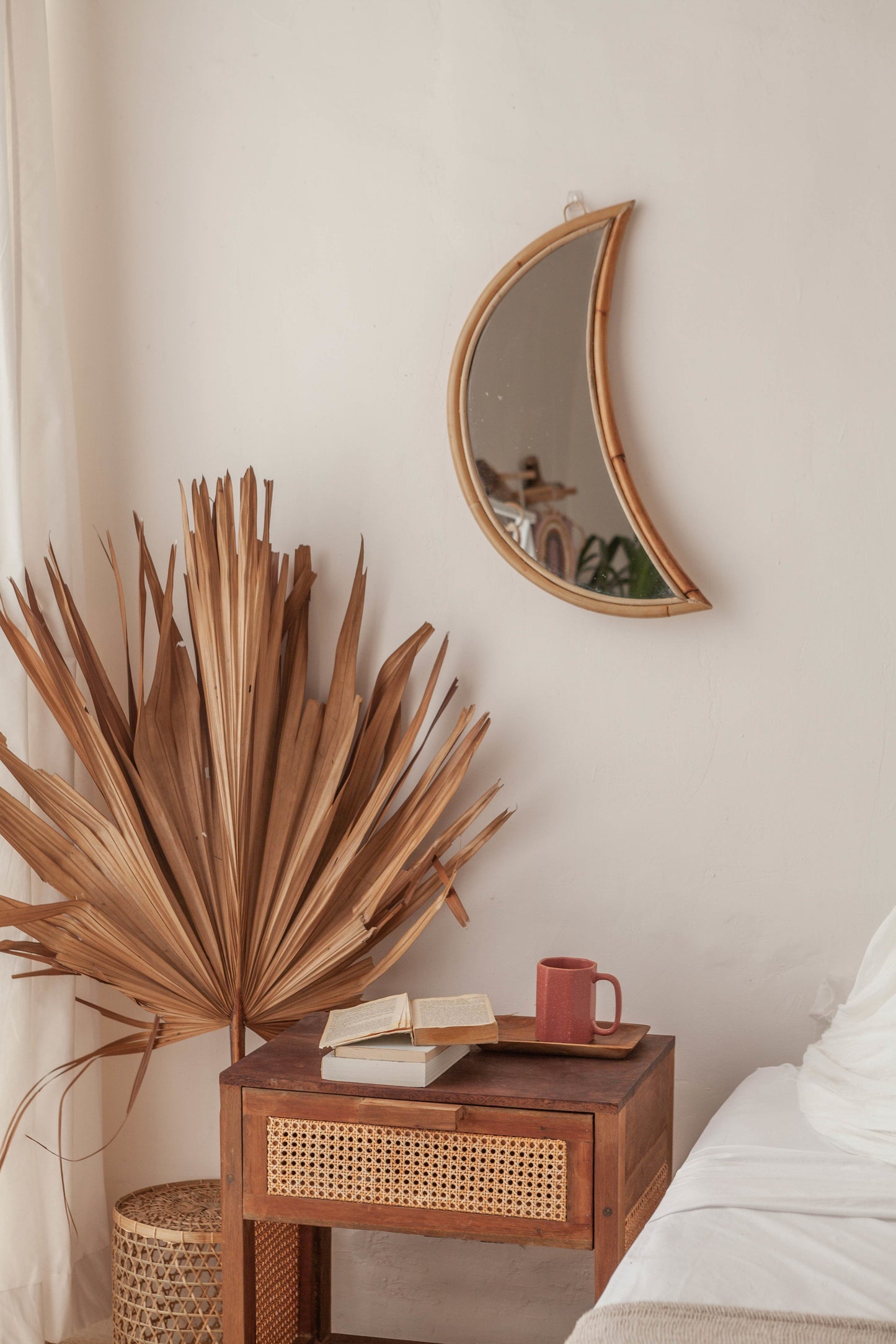 Luna Rattan Moon Mirror