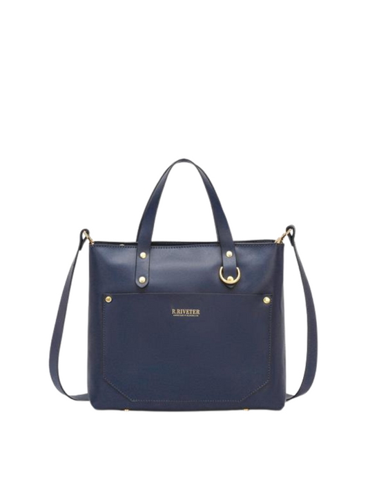 Navy Leather Satchel