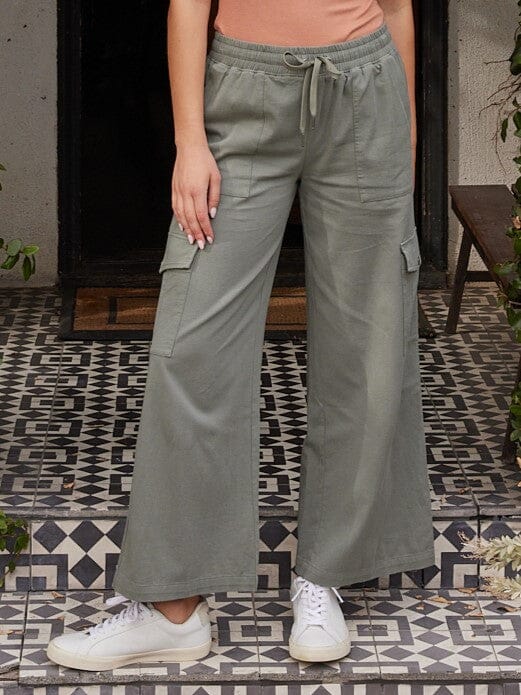 Eila Stretch Twill Wide Leg Cargo Pant
