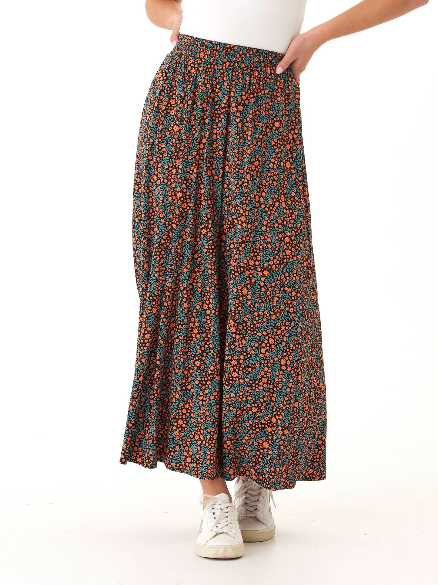 Anastacia Micro Bloom Print Woven Maxi Skirt