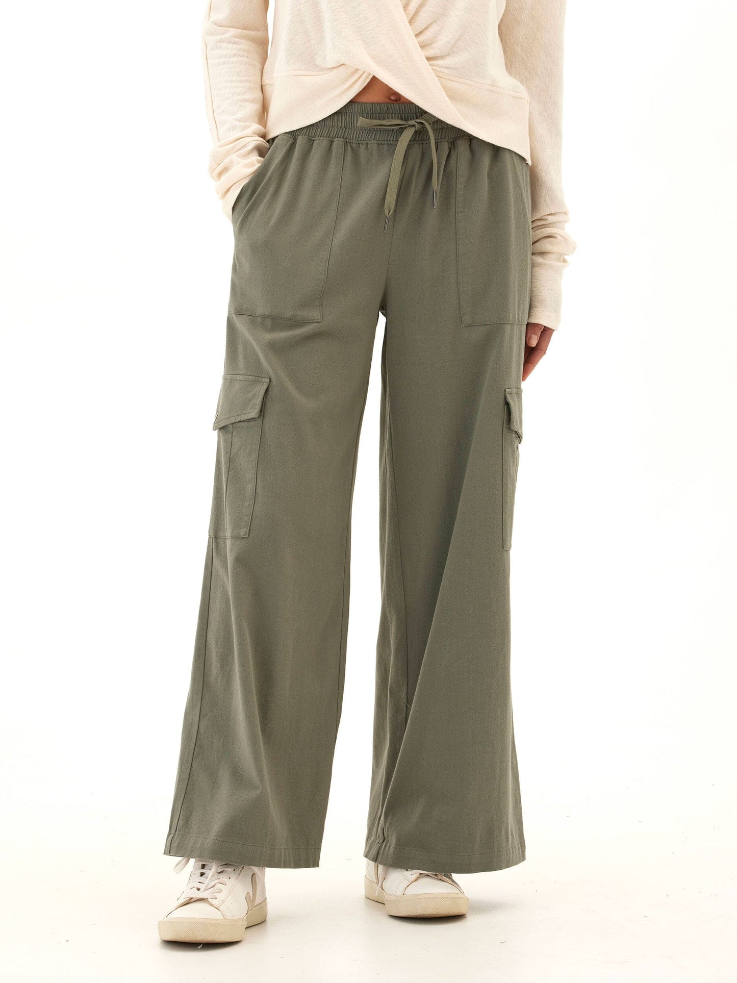 Eila Stretch Twill Wide Leg Cargo Pant