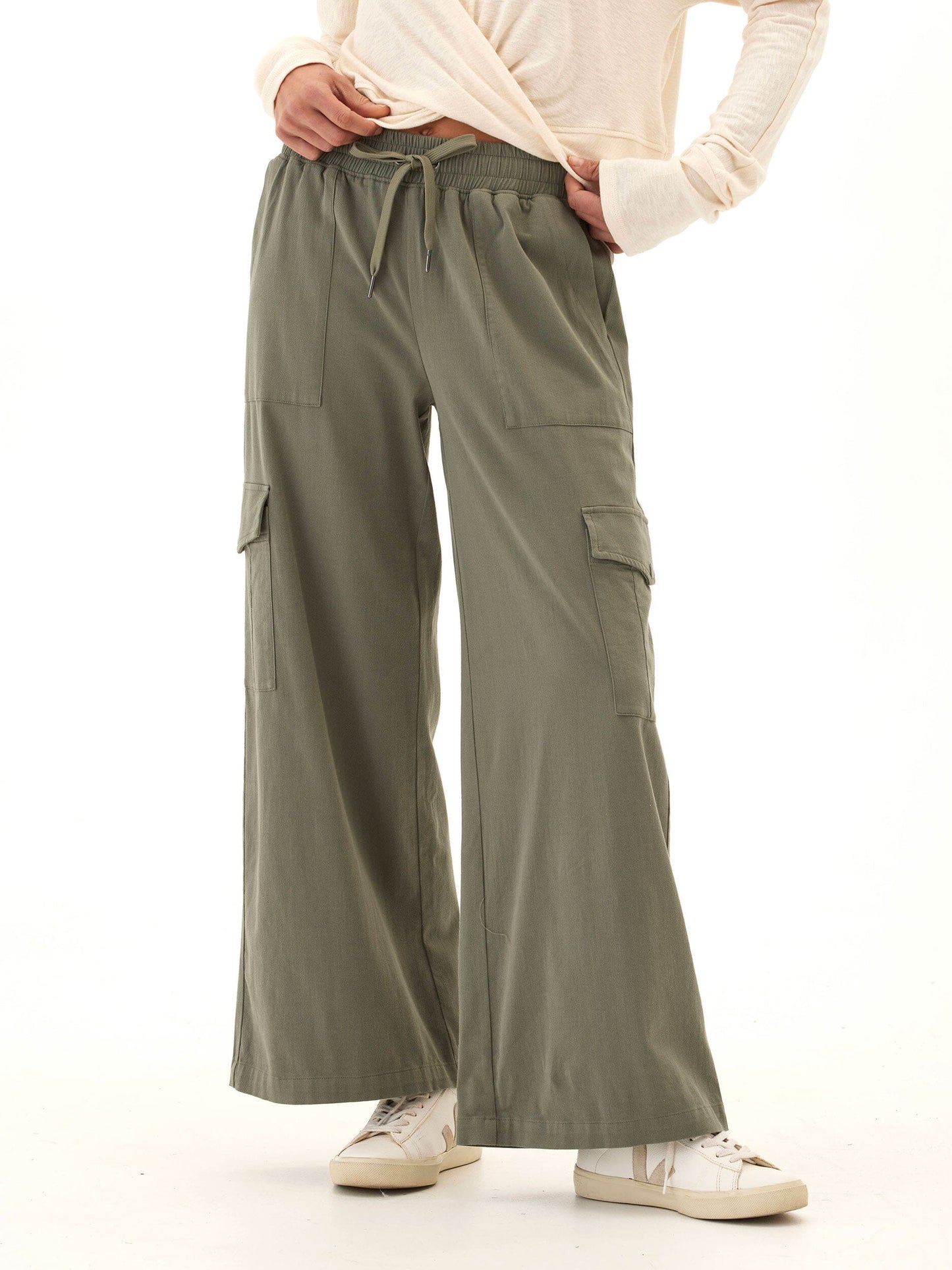 Eila Stretch Twill Wide Leg Cargo Pant