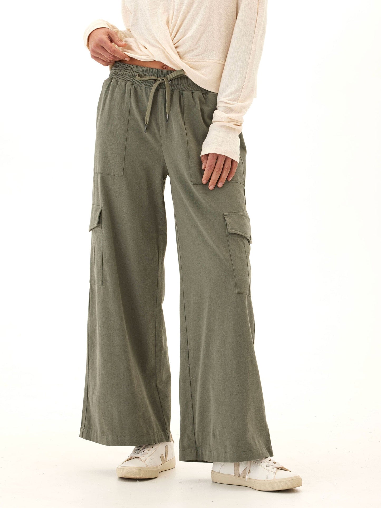 Eila Stretch Twill Wide Leg Cargo Pant