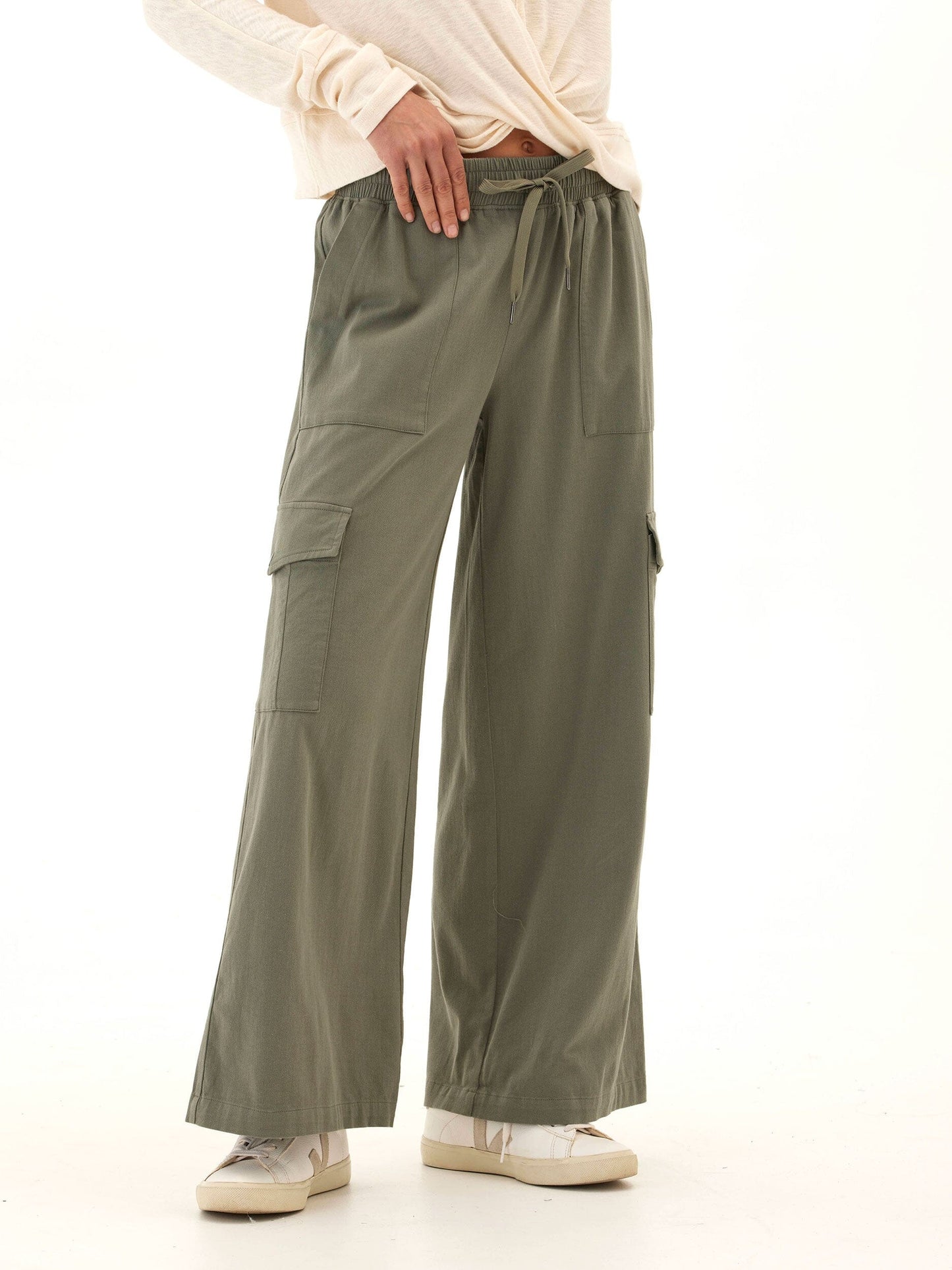 Eila Stretch Twill Wide Leg Cargo Pant