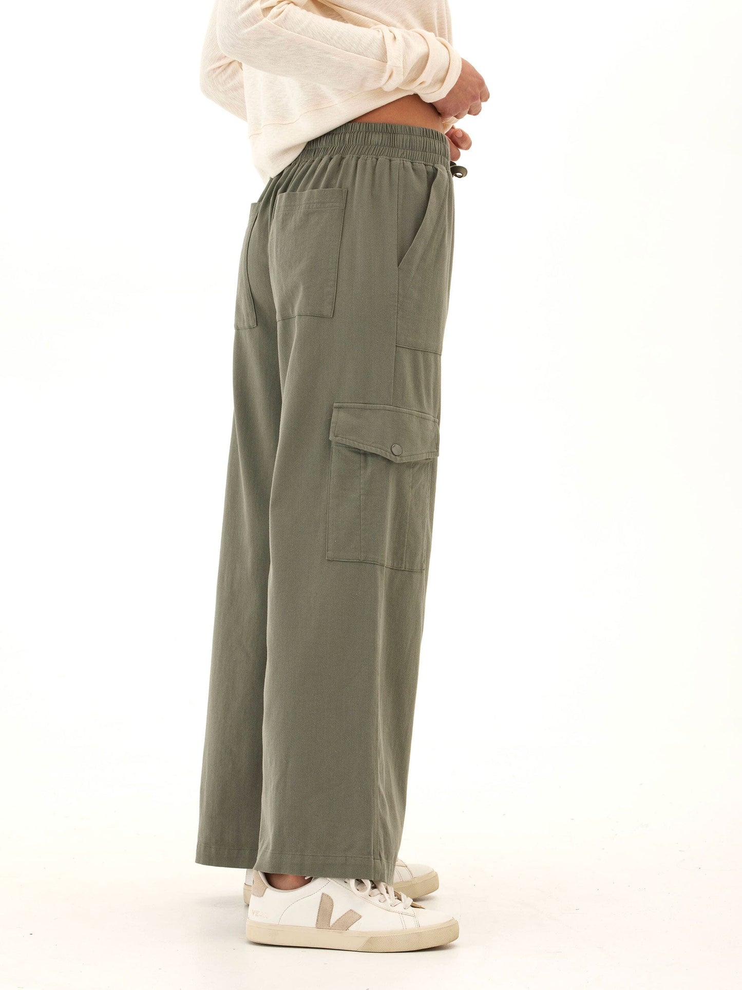 Eila Stretch Twill Wide Leg Cargo Pant