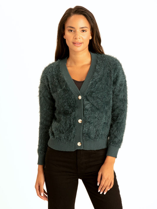 Fuzzy Knit Crop Cardigan