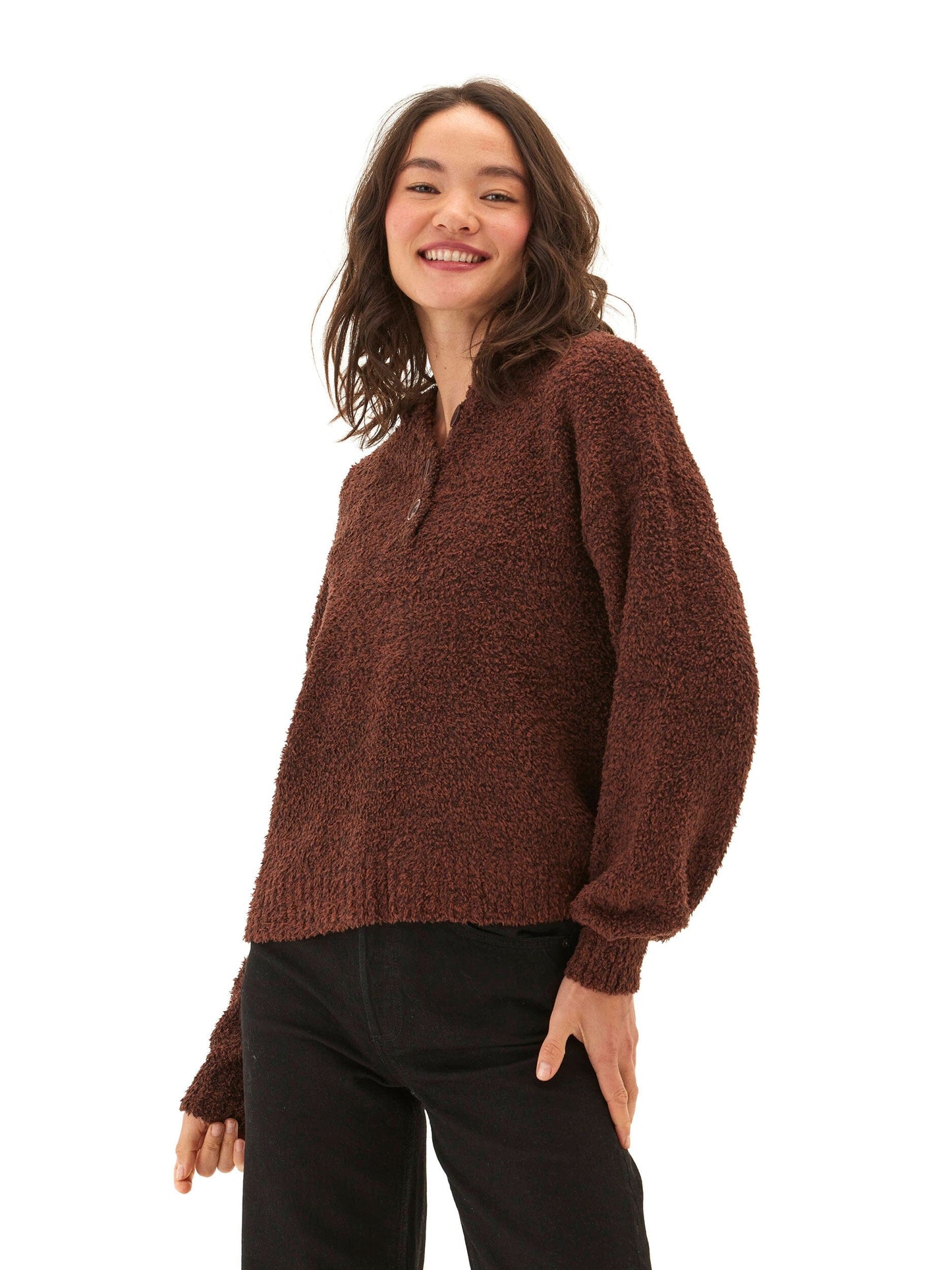 Tanisha Boucle Henley Hoodie